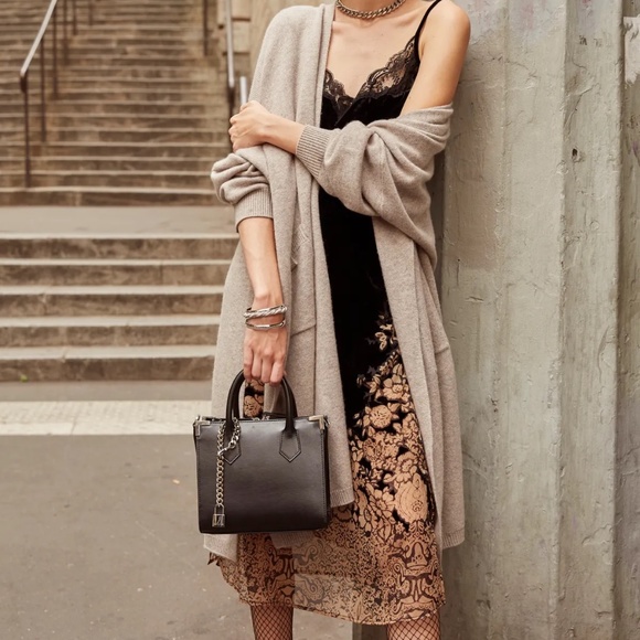 Kooples Festival Burnout Dress BABYDOLL STYLE LONG BLACK DRESS IN VELVET - Picture 1 of 9